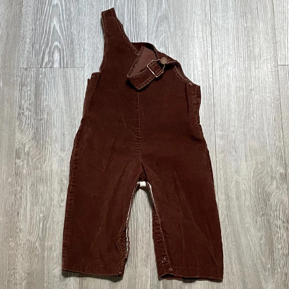 Vintage Carter's Brown Bear Applique Genuine Overalls Corduroy USA Made 18m